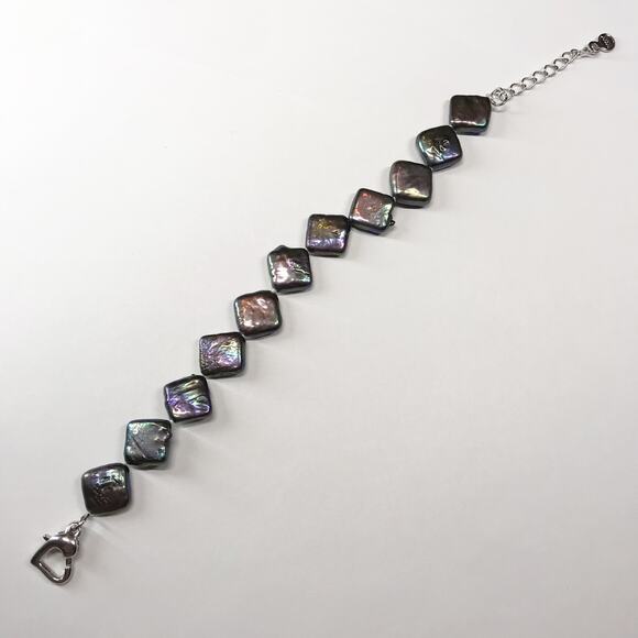 M&M Signed Genuine Freshwater Square Diamond Flat Coin Pearl Baroque Peacock 13m - Picture 6 of 12